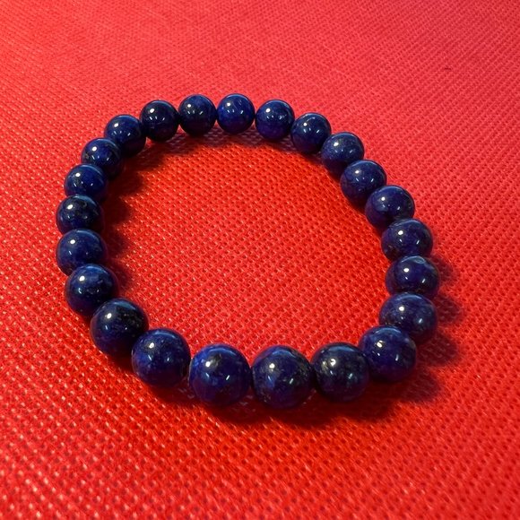 6.75 Inch Lapiz Lazuli Beaded Stretch Bracelet - Picture 1 of 1